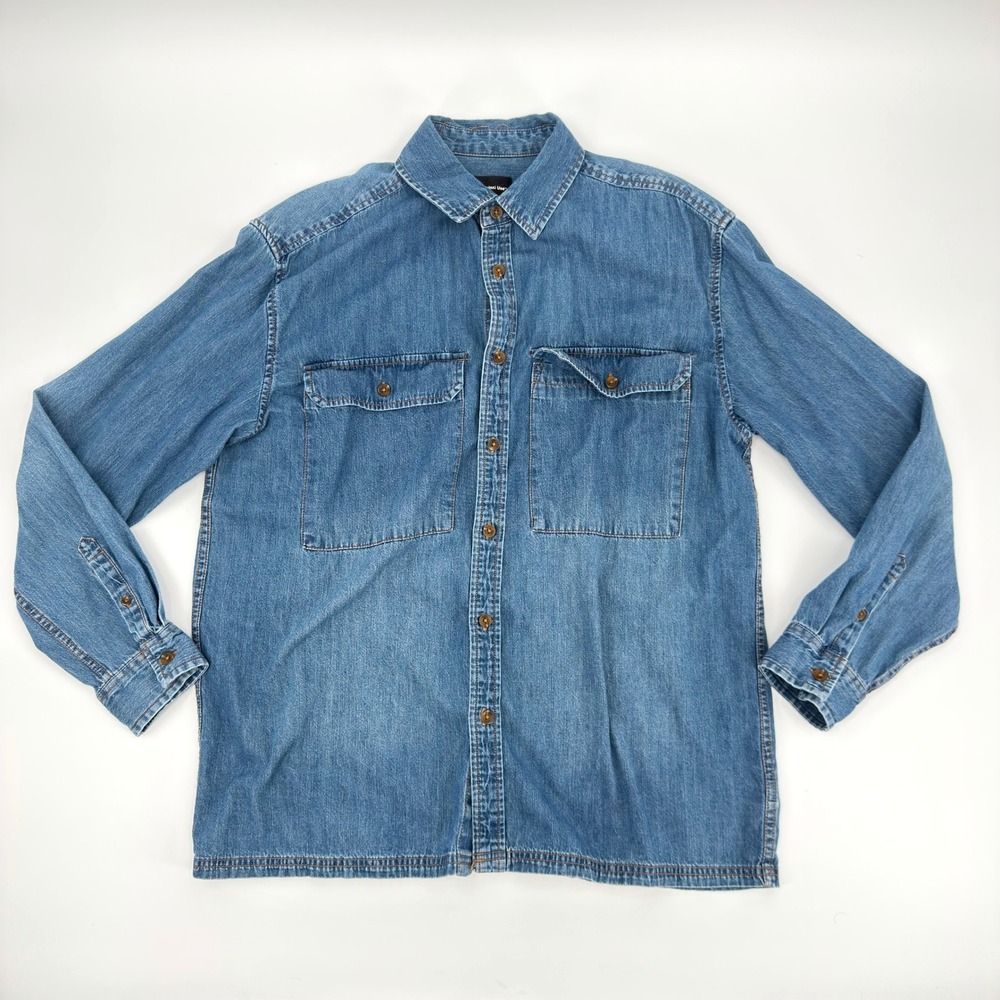 Original Use Mens Oversized Denim Button Down Shirt Medium Blue Long Sleeve M
